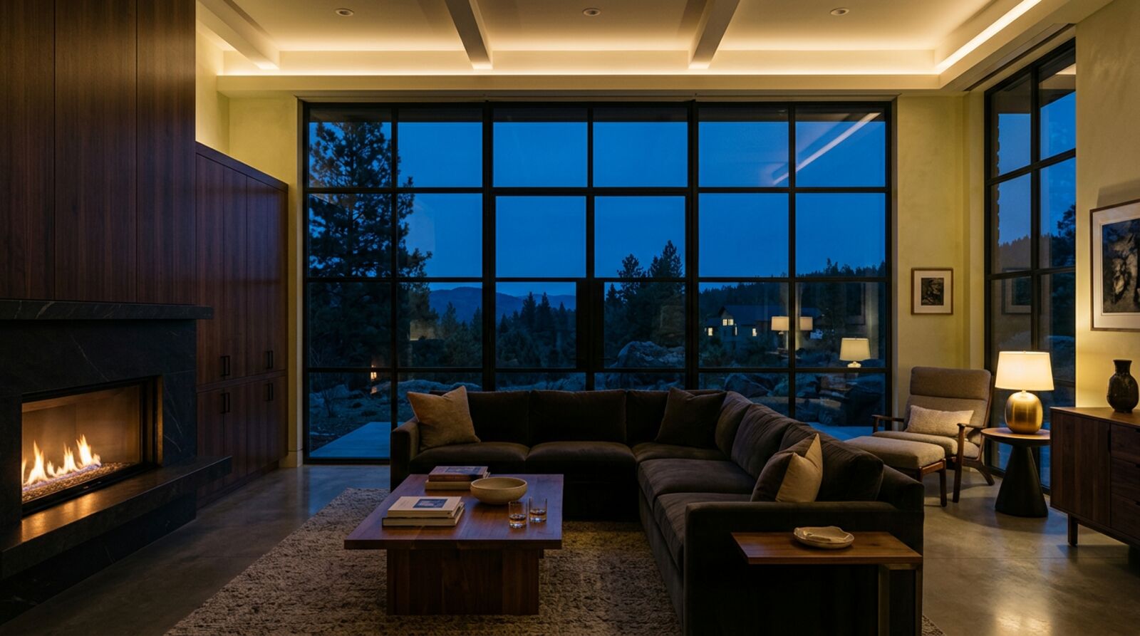 Illumination — full light-to-dark transition across living room, hour by hour